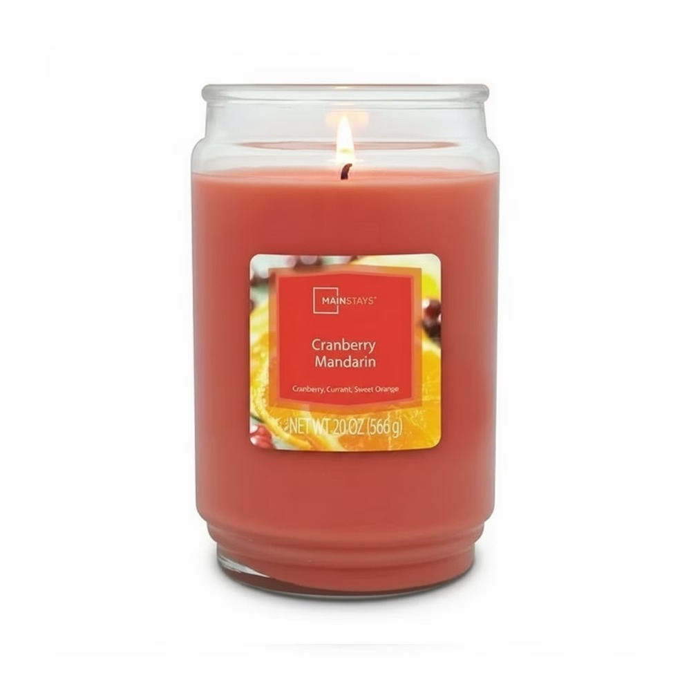 Fragrance In Home - เทียนหอมกลิ่นแครนเบอร์รี่แมนดารินในขวดแก้ว ไส้เทียนเดี่ยว 20 ออนซ์ กลิ่นหอมสำหรับบ้าน กลิ่นอโรมาเธอราพี