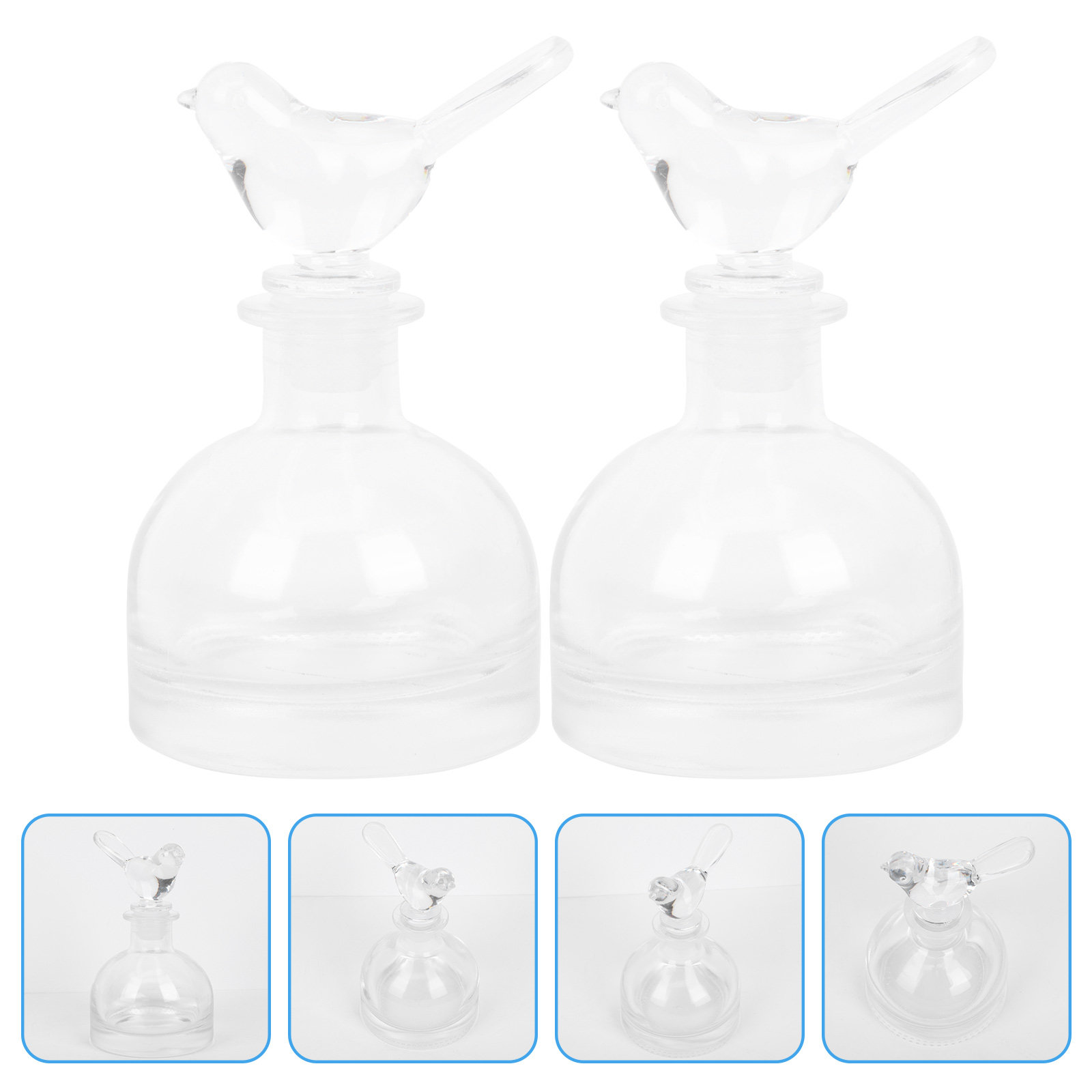 Fragrance In Home - 2 ชิ้นขวดน้ำหอมแก้วพรีเมี่ยมใสทนทานสำหรับรถบ้านตกแต่งกลิ่นหอมขวดน้ำมันหอมระเหย