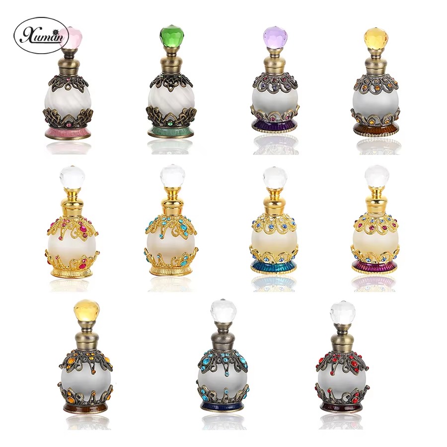 Home Fragrance Units - 15ml หินโลหะขวดน้ําหอมรีฟิล Attar น้ํามันหอมระเหยกลิ่นหอมแก้วเปล่าขวดของขวัญงานแต่งงานโปรดปรานตกแต่งบ้าน