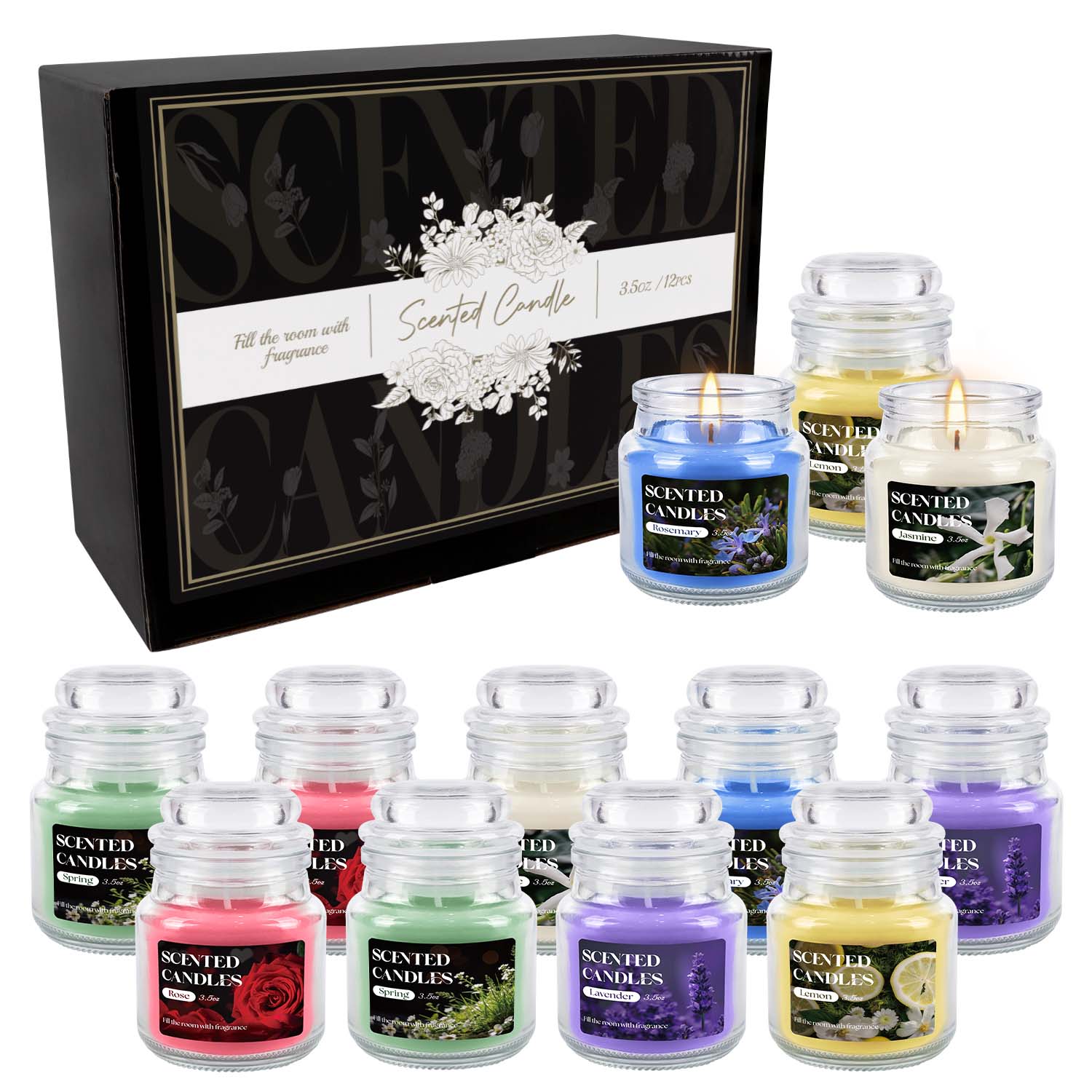 Home Fragrance Options - เทียนหอมฝาขวดหมุนได้ 12 ชิ้น (ขนาดเล็ก) มีให้เลือก 6