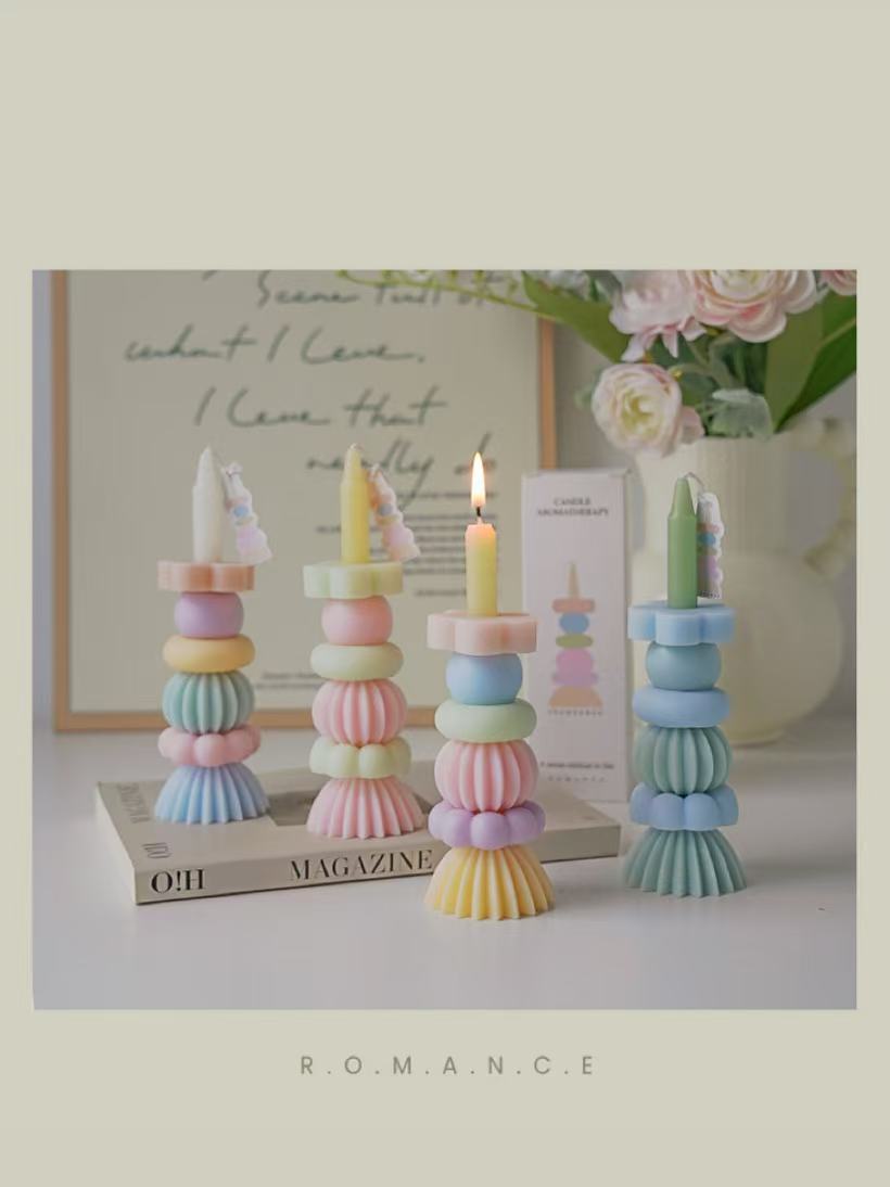 Home Fragrance Aroma - เทียนหอมรูปทรงเรขาคณิตแบบหลายชั้น งานฝีมือประณีต กลิ่นหอมน่าหลงใหล สำหรับตกแต่งห้อง ของขวัญปีใหม่ ของขวัญวันเกิด