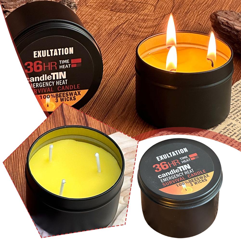 Beeswax Taper Candle - เทียนฉุกเฉิน 36 ชั่วโมง 3 Wick Long