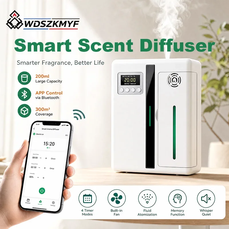Home Fragrance Aroma - เครื่องกระจายกลิ่นติดผนังเชิงพาณิชย์ 200 มล. พร้อมพัดลมในตัว เครื่องกระจายกลิ่นหอมสำหรับพื้นที่ขนาดใหญ่ เหมาะสำหรับล็อบบี้โรงแรม